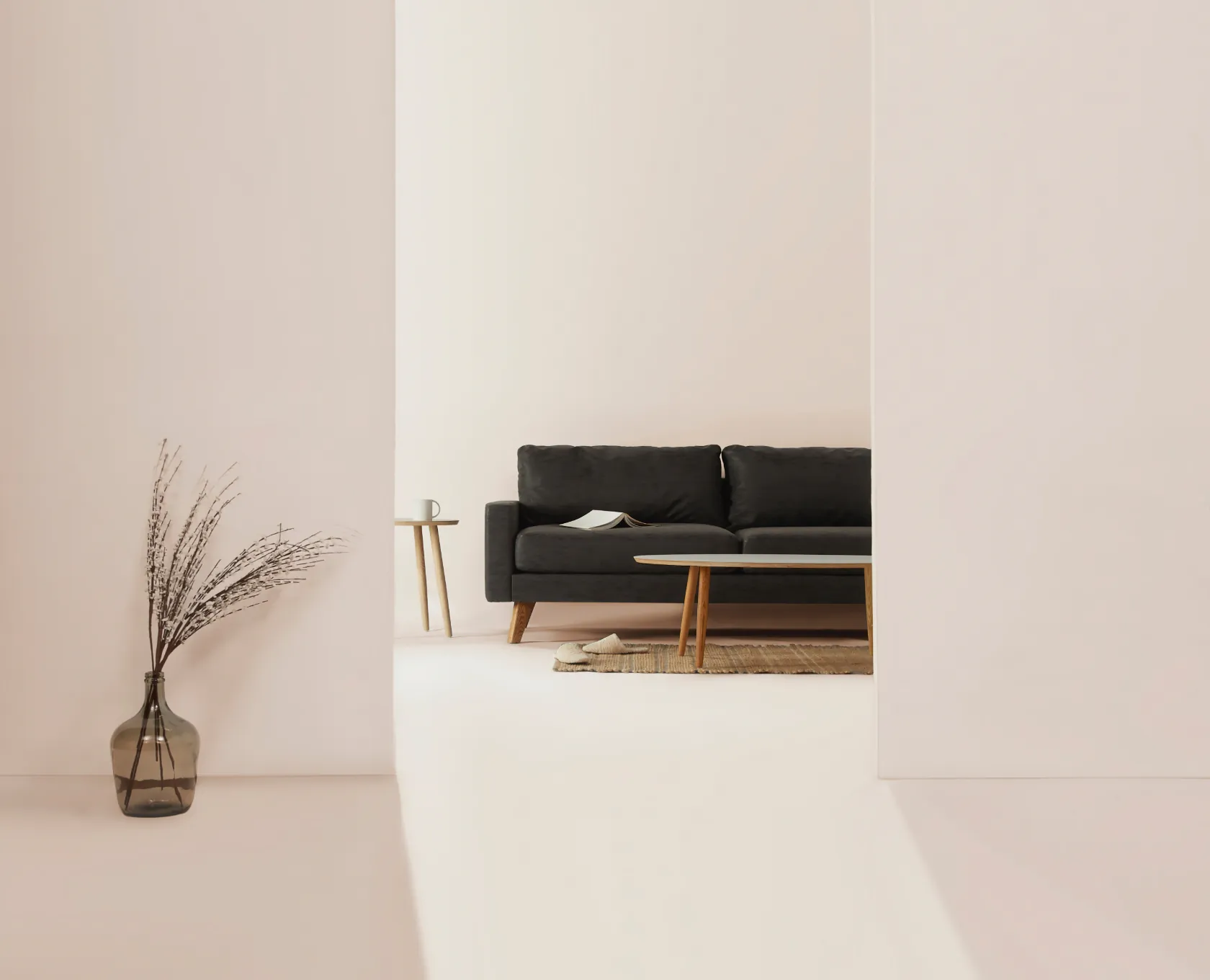 Cosy living room with framed gallery wall art